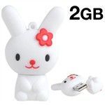 Bonito Coelho Branco em forma de USB 2.0 Flash Drive U Disk